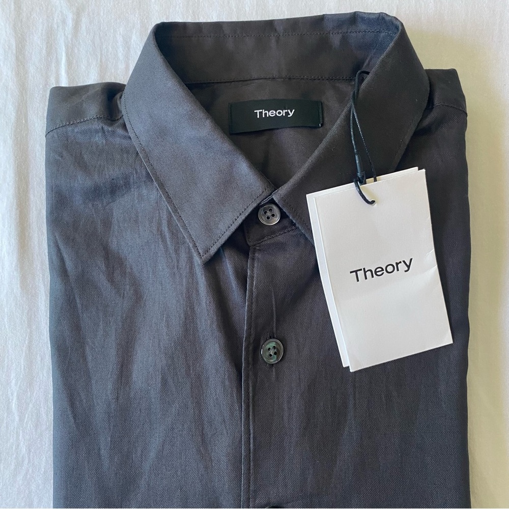 Theory Men's Casual Button-Down Shirt in Dark Gray
